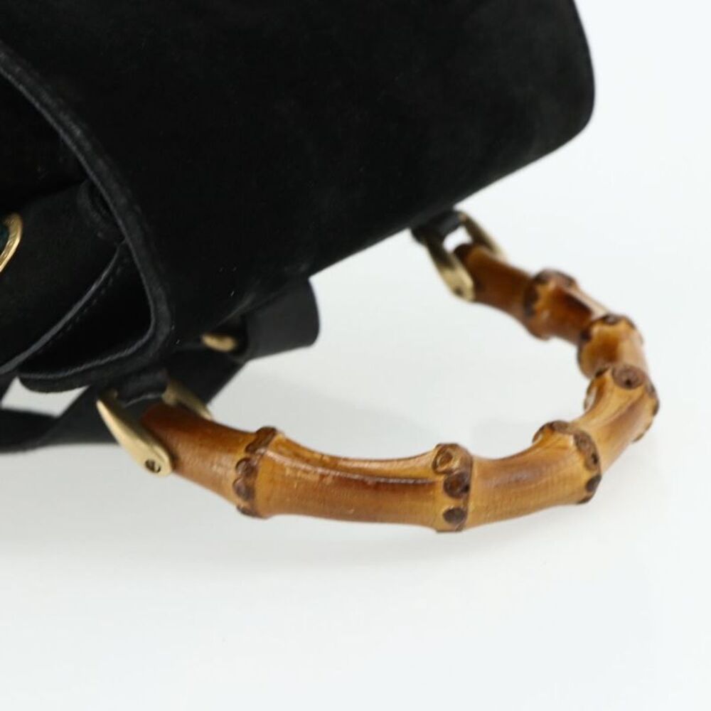 Gucci Gucci Bamboo Backpack Daim Black Suede Backpack Bag - Picture 8 of 16